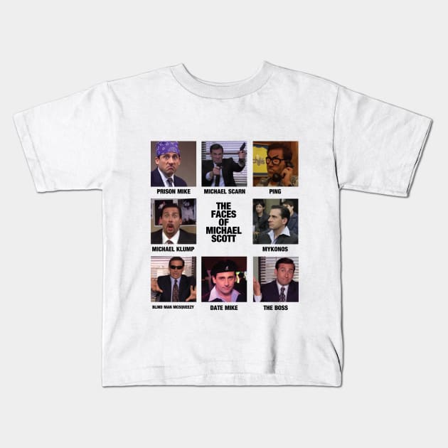 The Faces Of Michael Scott - The Office Kids T-Shirt by FalconArt